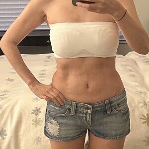 white Seamless Strapless Bandeau Tube Tops Sports Bra Yoga size S